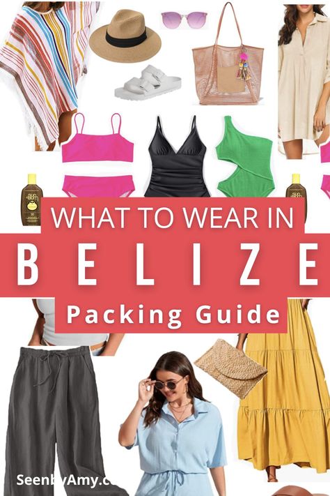 Belize Outfits Summer, Travel Outfit Beach Vacations, Belize Trip Outfits, What To Wear In Belize, How To Pack For Beach Vacation, Outfits For Belize, What To Wear In The Caribbean, Belize Outfit Ideas, Belize Packing List