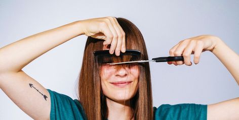 How to Trim Your Own Hair at Home in 2022, According to Experts Trim Bangs, Trim Your Own Hair, How To Cut Your Own Hair, How To Cut Bangs, Stimulate Hair Follicles, Hair Growth Supplement, Hair Care Brands, Professional Hairstylist, Celebrity Hair Stylist