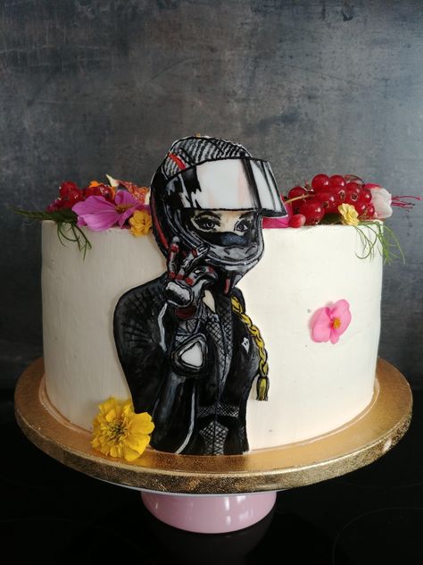 Biker girl by Ako cukor sladká Biker Cake, Moto Cake, Bikers Cake Design, Biker Cake Ideas, Motor Bike Cake, Pastel Moto, Motorcycle Cake Kids, Birthday Cake Motorcycle, 18th Birthday Cake For Girls