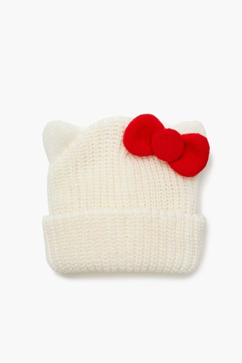 Ribbed Hello Kitty Beanie Hello Kitty Beanie, Kitty Beanie, Knit Beanie, Ribbed Knit, Forever 21, Hello Kitty, Hand Wash, Kitty