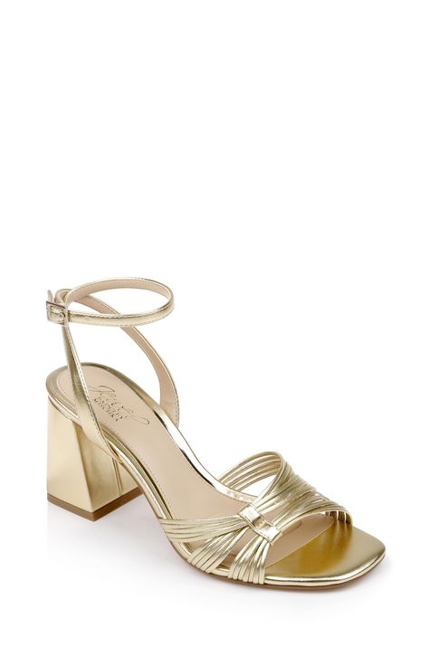 PRICES MAY VARY. Michelle Metallic Strappy Block Heels Hoco Heels, Graduation Shoes, Gold Block Heels, Diamond Fashion Jewelry, Jewel Badgley Mischka, Flat Booties, Strappy Block Heels, Short Heels, Night Style