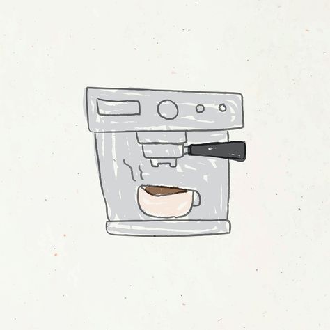 Doodle style coffee machine vector | premium image by rawpixel.com / nunny Coffee Machine Illustration, Breakfast Illustration, Machine Illustration, Diary Inspiration, Cafe Theme, Cafe And Restaurant, Cafe Concept, Diy Calendar, Doodle Style