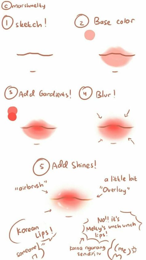 Digital Art Simple Ideas, Lips Tutorial Digital Art, How To Color Lips Digital Art, Lips Simple Drawing, Lips Base Drawing, Lips Drawing Ibispaint, How To Draw A Face Ibis Paint, Body Drawing Tutorial Ibis Paint, Lips Coloring Tutorial Digital