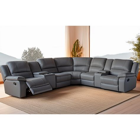 PRICES MAY VARY. ● Luxury & Comfortable: The leather sectional sofa has a soft and smooth surface, giving it an elegant and luxurious look. The full filling makes the sofa very supportive, providing soft but strong support for your back, head and hands, effectavilly relieving pressure on the spine and joints. ● Manual Recliner: Experience the adjustable sectional couches, simply pull the switch lightly, and you can stretch your back, put your legs on the extended sofa stool, and rest comfortably Rug Size For Sectional Couch Diagram, Furniture Layout For A Large Living Room, Furniture Placement 3 Sided Family Room, Sectional Living Room Layout Corner Fireplace, Furniture Layout For Square Living Room, Angled Couch Layout Furniture Arrangement Sofas, Havertys Wrangler Sectional, Large Great Room Furniture Layout Square, Furniture Layout Rectangular Living Room