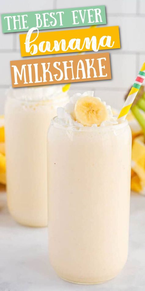 These Banana Milkshake are so good!! The perfect summer time treat and they are so easy to make. Frozen Banana Shake, Homemade Banana Milkshake, How To Make Banana Milkshake, Milkshake Recipe Banana, Banana Milk Shake Recipes, Shake Shack Recipe, Banana Milkshake Recipe Healthy, Milkshake Machine Recipes, Good Milkshake Recipes