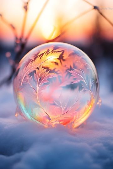 Premium Photo | Ice Crystal Kaleidoscope in Frozen Bubble Ice Bubbles, Frozen Bubble, Bubble Tattoo, Ice Bubble, Frozen Bubbles, Ice Photography, Ice Crystals, Art Background, Aesthetic Photography