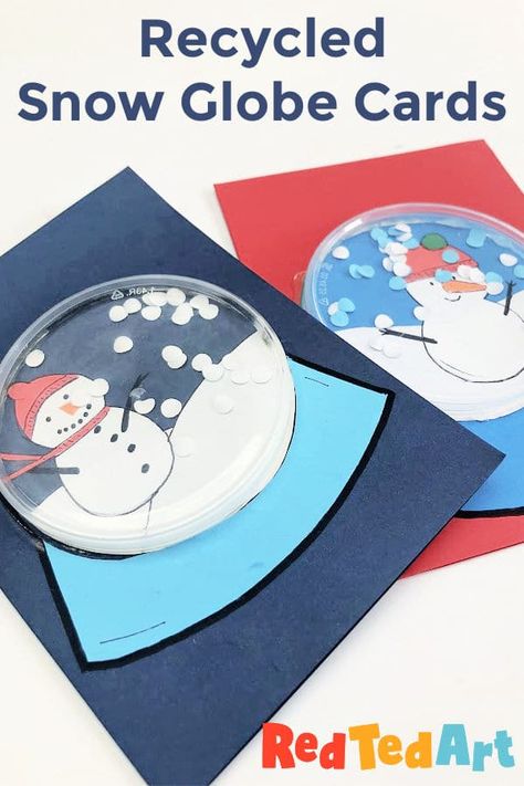 Snow Globe Christmas Cards For Kids, Snow Globe Crafts For Kids, Snow Globe Card, Easy Winter Crafts, Pop Up Christmas Cards, Card Making Ideas Easy, 3d Christmas Cards, Snow Globe Crafts, Simple Holiday Cards