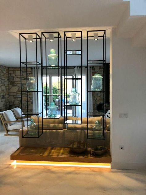 Modern Elegance Indoor Unique Metal Room Divider Room Divider Ideas, Wall Partition Design, Metal Room Divider, Divider Ideas, Transitional Decor Kitchen, Ideas For Living Room, Living Room Design Inspiration, Living Room Partition, Living Room Partition Design