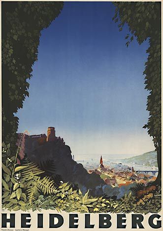 Heidelberg, GERMANY (not the college in Tiffin, Ohio) German Travel, Heidelberg Germany, Railway Posters, Voyage Europe, Art Deco Posters, Vintage Travel Poster, Travel Images, Modern Poster, Germany Travel