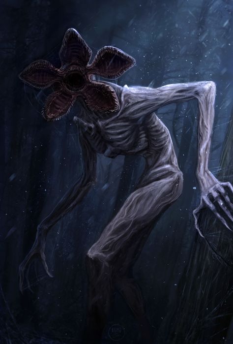 ArtStation - Demogorgon Demogorgon Concept Art, Demogorgon Painting, Demon Gorgon Stranger Things, Demagorgan Drawings, Demogorgon Tattoo, Demogorgon Art, Demogorgon Drawing, Dream Monster, Stranger Things Creature