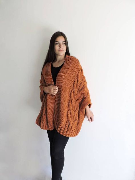 Hand Knits, Long Sweater Coat, Loose Knit Cardigan, Fall Sweaters For Women, Cable Knit Sweater Womens, Poncho Cardigan, Pull Oversize, Cardigan Oversized, Womens Sweaters