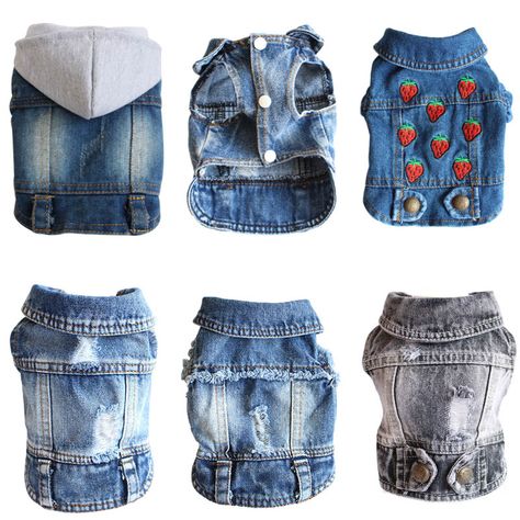 Shih Tzu Clothes, Puppy Outfits, Puppy Jacket, Small Dog Coats, Denim Baby, Spring Denim, Denim Dog, Small Dog Clothes, Cat Products