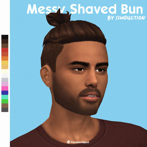 Messy shaved bun CC (Sims 4) Sims 4 Cc Man Bun, Sims 4 Man Bun, Sims 4 Male Short Hair, Sims 4 Undercut Hair Cc, Side Cut Men, Short Male Hair, S4cc Male, Man Bun Undercut, Short Male