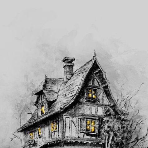 Dark House Drawing, Old House Drawing, Sketch Architecture, Dark House, Sketch Daily, House Sketch, Architecture Drawing Art, Drawing Sketching, House Drawing