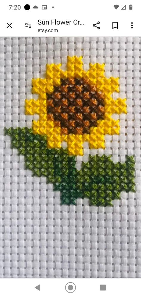 Sunflower Cross Stitch Pattern, Sunflower Cross Stitch, Cross Stitch Sunflower, Small Sunflower, Tiny Cross Stitch, Crafty Mama, Hama Beads, Vacation Ideas, Simple Patterns