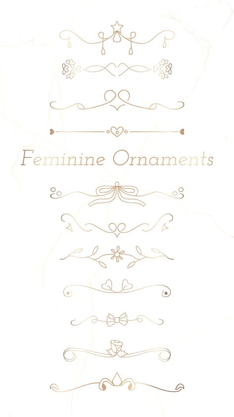 Gold feminine ornamental dividers vector collection | free image by rawpixel.com Flower Bracelet Diy, Blue Floral Frame, Pink Feminine, Fairy Tattoo Designs, Wreath Drawing, Nail Art Studio, Doodle Art Journals, Easy Frame, Ornament Frame