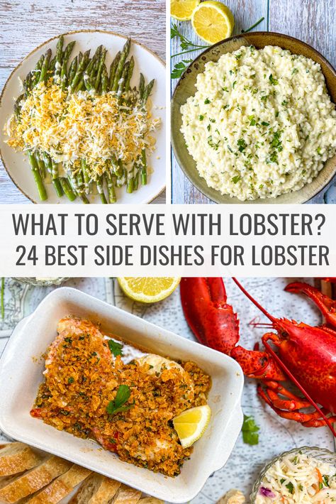 Meals With Lobster, Lobster Tail Dinner Ideas, What To Make With Lobster Tails, Lobster Tail Meal, Lobster Tail Dishes, Lobster Boil Party Ideas, Lobster Meal Ideas, Lobster Meals Dinners, Lobster Tail Side Dishes