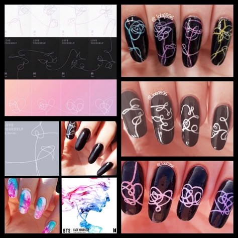 Nail Bts, Bts Nail Art, Army Nails, Bts Makeup, Korean Nail Art, Korean Nails, French Nail Art, Inspired Nails, Simple Nail Art Designs