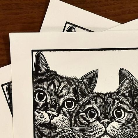 Linocut Cat Print, Cat Lino Print, Cat Linocut, Linocut Inspiration, Linocut Ideas, Printmaking Inspiration, Bookplate Design, Printmaking Ideas, Lino Printing