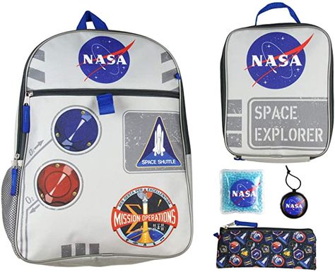 Amazon.com | NASA Space Explorer 16" Backpack 5 PC Set | Kids' Backpacks Homework Folder, Gel Ice Packs, Space Explorer, Zipper Pencil Case, Clear Backpack, Nasa Missions, Nasa Logo, Gel Beads, Nasa Space