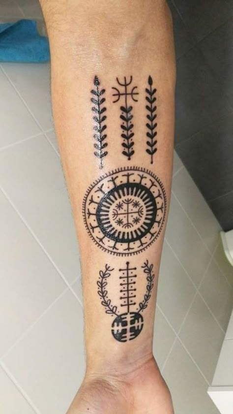 German Culture Tattoos, Traditional Slavic Tattoo, Czech Republic Tattoo Ideas, Croation Tattoos, Traditional Tattoo Symbols, Croatian Tattoo, Slavic Tattoo, Berber Tattoo, Ethnic Tattoo