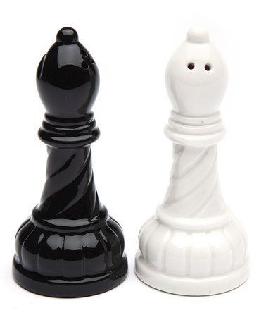 Bishop Salt and Pepper Set - Black and White Bishop Chess, Queen Chess, Queen Chess Piece, Chess Queen, Porcelain Black, Salt Shaker, White Queen, Wonderland Wedding, Salt And Pepper Set