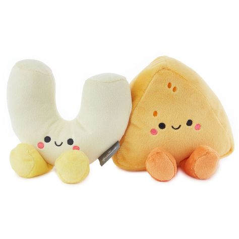 Best friends are better togetherjust like macaroni and cheese! Comfort food fans will love this adorable pair of plush food characters that stick together, easily separate and reattach with embedded magnets. With weighted body and feet and embroidered details, the adorable duo makes a fun gift for Valentine's Day, birthdays and more. Or give one character to your bestie to say "we'll always be better together!" | Set of two mac and cheese stuffed toys are made of soft plush fabric and feature em Gift To Buy For Best Friend, Cute Matching Stuffed Animals, Best Friend Stuffed Animals, Matching Jelly Cats Duo, Duo Jelly Cats, Matching Jelly Cats For Best Friends, Food Stuffed Animals, Matching Jelly Cats, Matching Cat Plushies