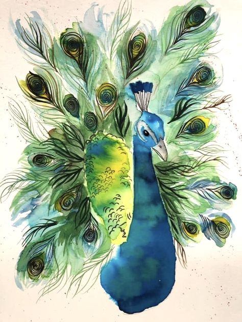 Peacock Drawing Watercolors, Peacock Watercolor Paintings, Watercolour Peacock, Paint Swatch Art, Peacock Watercolor, Diwali Painting, Watercolor Peacock, Peacock Drawing, Peacock Wall Art