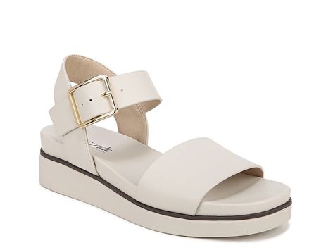 LifeStride Gillian Sandal Low Wedge Sandals, Wide Width Shoes, Low Wedges, Bone White, Flexible Design, Nike Fashion, Comfortable Sandals, Heeled Loafers, Espadrille Shoes