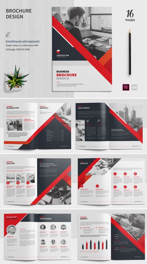 This is a clean and professional "Brochure Template" for your business or other projects. The Brochure looks good both on screen and in print. This is not just a brochure template, you can easily use it as an annual report/catalog/magazine/portfolio or any kind of agency-based project. This Brochure is 16 pages A4 template. Everything is well organized, and you can easily import your information using Adobe InDesign Vision And Mission Design Layout, Catalog Design Ideas, Informational Brochure, Magazine Portfolio, Layout Product, Company Brochure Design, Catalog Layout, Digital Brochure, A4 Template