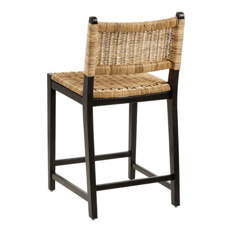 Amolea Wood and Rattan Counter Stool - World Market Wicker Bar Stools, Rattan Counter Stools, Counter Stools With Backs, Rattan Stool, Island Stools, Wood Counter Stools, Stools For Kitchen Island, Leather Counter Stools, Wooden Counter