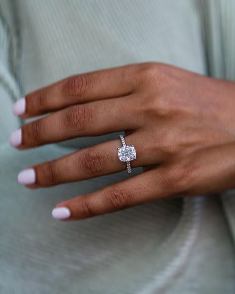 Engagement Rings For Fat Fingers, East West Gem Co, Elongated Cushion Cut Engagement Ring, Cushion Diamond Ring, Dream Wedding Ring, Ring Inspo, Cushion Cut Engagement, Cute Engagement Rings, Future Engagement Rings