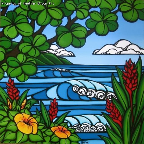 Heather Brown (Tropical Paradise). Can you tell I love just about everything she paints? Heather Brown Art, Brown Artwork, Na Pali Coast, Hawaii Art, Hawaiian Art, Heather Brown, Brown Art, Tropical Art, Happy Art