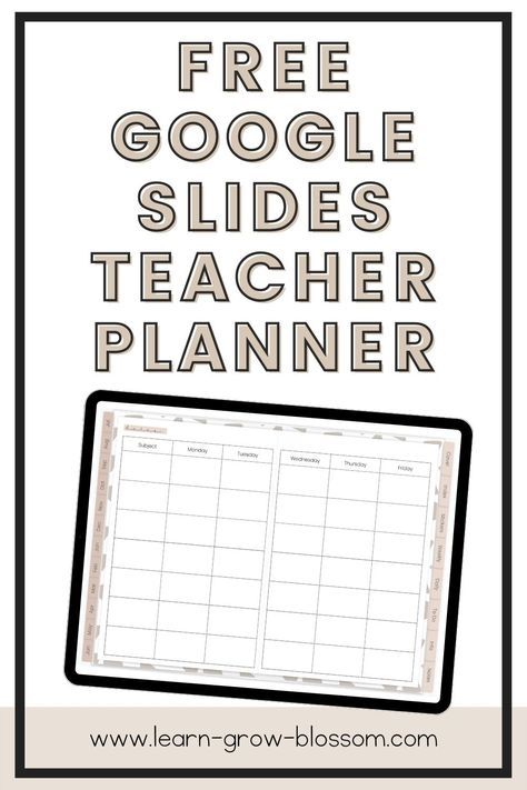 Want a free digital teacher planner? Here it is! Download this free digital teacher planner in Google Slides today. It comes with a video to give you tips and tricks for how best to use this free teacher planner in Google Drive. This Google Slides digital teacher planner has a cute, neutral boho vibe and comes with three layout options to choose from to best suit your planning style. Google Slides Teacher Planner Free, Google Slides Teacher Planner, Google Slides Lesson Plan Template, Teaching Planner Templates, Digital Lesson Plan Template Free, Google Drive Teacher Planner, Google Slides Planner Template, Free Teacher Digital Planner, Free Digital Homeschool Planner