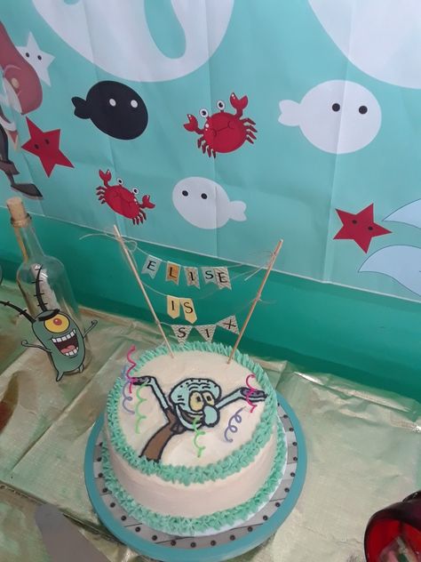 Squidward Cake Squidward Cake, 25th Birthday Spongebob Cake, Squidward Birthday, Sponge Bob 25 Birthday Cake, Handsome Squidward Cake, 24th Birthday Cake Spongebob, Spongebob Birthday Party Decorations, Spongebob Birthday Cake, Squidward Tentacles