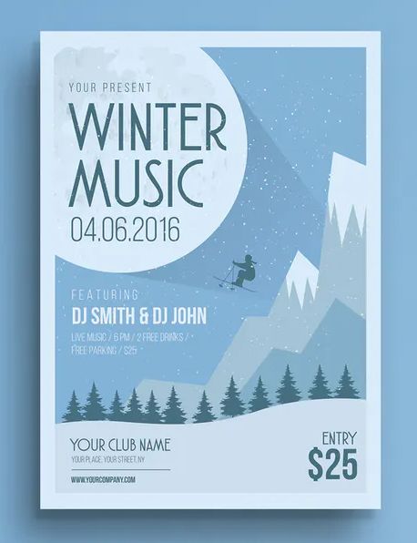 Winter Poster, Winter Music, Creative Flyer Design, Psd Flyer Templates, Psd Flyer, Presentation Cards, Flyer Design Inspiration, Winter Festival, Winter Design