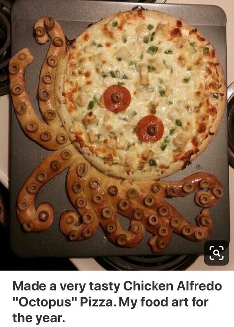 Octopus Pizza, Pirate Food, Alfredo Chicken, Pizza Shapes, Cute Pizza, Food Art For Kids, Tasty Chicken, Pizza Recipes Homemade, Fun Lunch