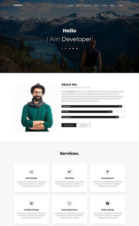 Web Developer Portfolio, Cv Website, Portfolio Website Inspiration, Personal Website Design, Personal Website Portfolio, 블로그 디��자인, Simple Website Design, Website Portfolio, Web Portfolio