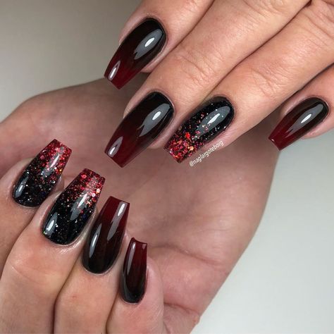 Nail Art Bordeaux, Nail Designs Square, Burgundy Nail Art, Burgundy Nail Designs, Nail Winter, Red Ombre Nails, Red Nails Glitter, Formal Nails, Red Nail Designs