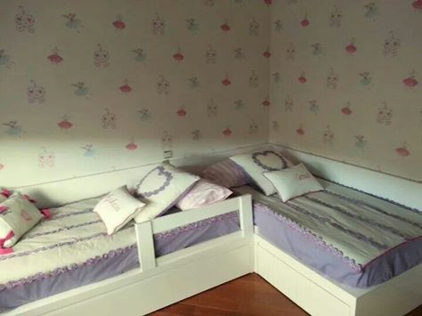 L Shape Beds Twin Kids Rooms, L Shaped Twin Beds Ideas, L Shape Twin Beds Ideas, L Shaped Twin Beds, L Shaped Beds, Sisters Room, Babies Rooms, Kids Twin Bed, Sister Room