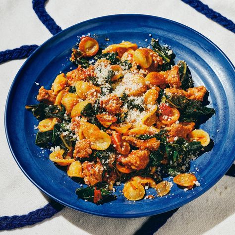 Crispy Orecchiette With Spicy Sausage and Collard Ragù Recipe | Epicurious English Meals, Autumn Cooking, Pizza Rice, Recipes With Meat, Sausage Ragu, Mayo Clinic Diet, Sicilian Food, Ragu Recipe, Favorite Pasta Recipes