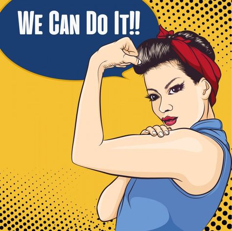 We can do it vector illustration Premium... | Premium Vector #Freepik #vector #worker #illustration #lady #inspirational Awsome Pictures, Herb Shop, Indigenous Americans, Rosie The Riveter, African Pattern, Graphic Editing, We Can Do It, Character Illustration, Cartoon Drawings