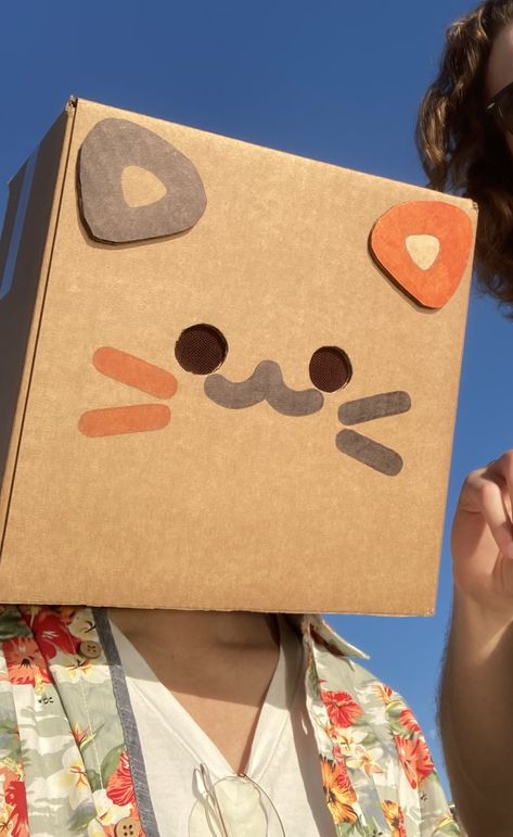 Paper Bag Head Drawing, Paper Bag Head, Crumb Cuptoast, Box Head, Cardboard Mask, Notes Inspiration, Minecraft Youtubers, Cute Box, Brawl Stars