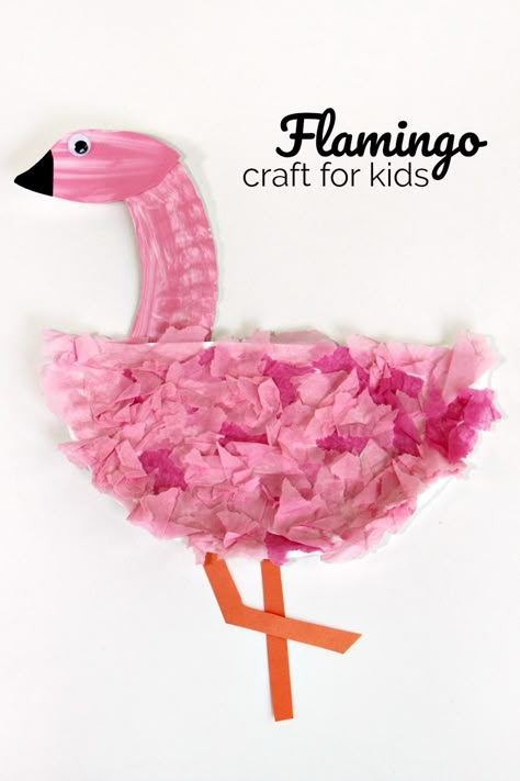 Easy Flamingo Craft for Kids! A simple paper plate and tissue paper craft for preschoolers! Zoo Crafts, Tissue Paper Craft, Flamingo Craft, Summer Flamingo, Neli Quilling, Tissue Paper Crafts, Pink Crafts, Sand Crafts, Easy Arts And Crafts