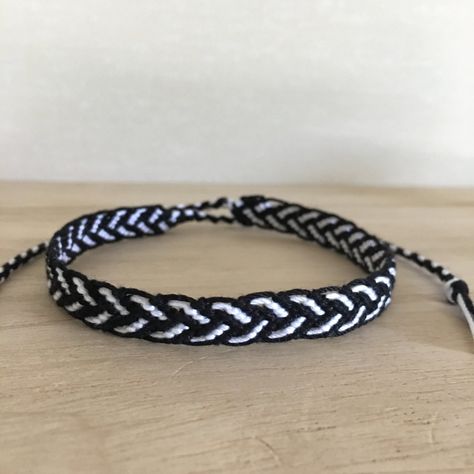 Normal pattern #21987 | BraceletBook Bracelet Pattern For Men, Bracelet Patterns For Men, Black And White Friendship Bracelet, Friendship Bracelet Braid, Friendship Bracelets For Guys, Braid Men, Bracelets For Guys, Yarn Friendship Bracelets, Mens Bracelet Diy