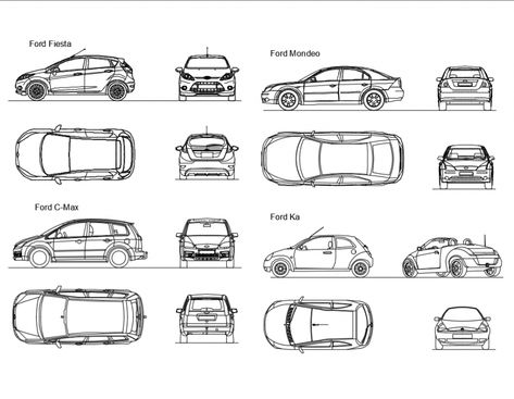 Multiple ford cars elevations cad drawing details dwg file Cars Architecture Drawing, Vehicle Architecture Drawing, Car Elevation Architecture, Car Entourage Architecture, Car Architecture Drawing, Car Entourage, Section Drawing Architecture, Artist Retreat, Car Symbols