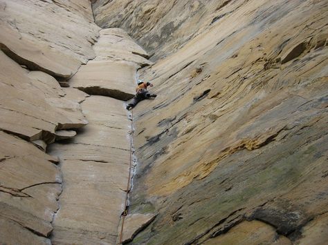 Looking up Rock Wars (5.10) at Red River Gorge, KY. Hot September (5.9) follows the flake just to the left and is also a great crack climb. Red River Gorge, Red River, Rock Climbing, Looking Up, Climbing, Red