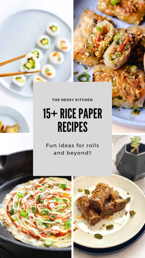 What To Do With Spring Roll Wrappers, Summer Roll Ideas, Spring Roll Dinner Ideas, Teriyaki Chicken Rice Paper Rolls, Easy Spring Roll Recipe Rice Paper, Spring Roll Ideas Rice Wraps, Spring Roll Rice Wrapper Recipes, Recipes That Use Rice Paper, Vegan Rice Paper Wraps