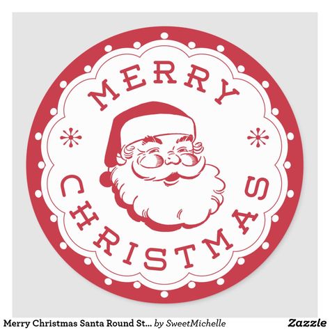 Merry Christmas Santa Round Sticker Christmas Printable Stickers, Christmas Stickers Printable, Merry Christmas Printable, Christmas Name Tags, Christmas Names, Merry Christmas Images, Jolly Santa, Sticker Label, Merry Christmas Santa