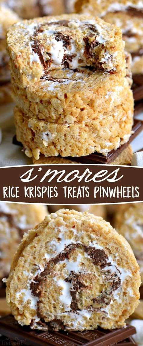 S'mores Rice Krispies Treats Pinwheels are infinitely better than traditional s'mores! Loaded with the irresistible flavors of marshmallow, chocolate and graham crackers in a super fun pinwheel package! Sure to be the hit of your next party! // Mom On Timeout #smores #chocolate #marshmallows #grahamcrackers #summer #eats #treats #dessert #desserts #ad Marshmallow Chocolate, Smores Dessert, Mom On Timeout, Krispie Treats Recipe, Summer Eats, Rice Krispies Treats, Krispies Treats, Chocolate Marshmallows, Oreo Dessert